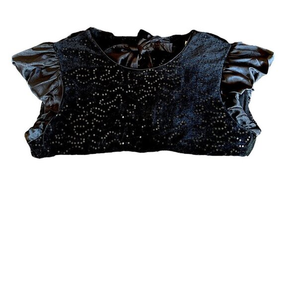 NWT Nanette Nanette Lepore Embroidered Black Velvet Silk Top Back Bow Sz Medium - Picture 5 of 14